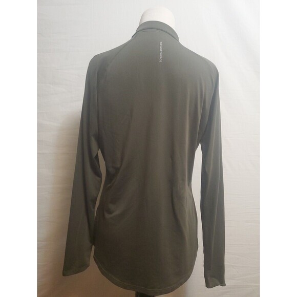 North Face Olive Green 1/4 Zip Pullover Long Sleeve Athletic Athleisure Shirt M - Picture 3 of 9